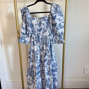 Blue and White Floral Women's Dress nothing fits but